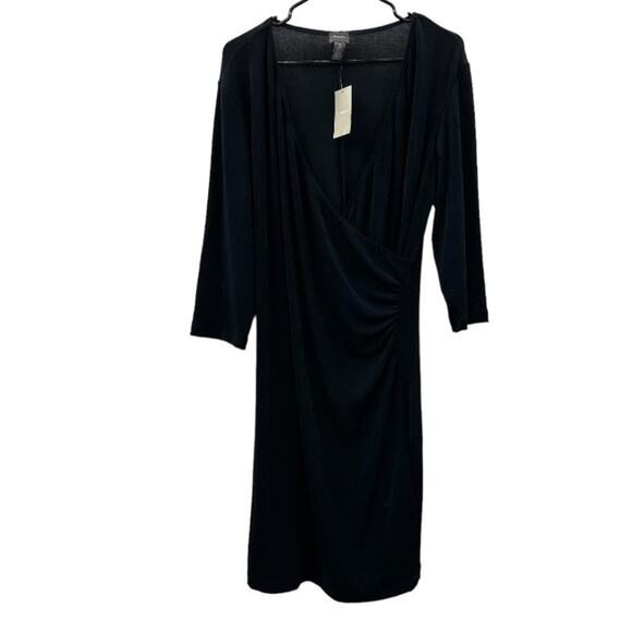 Chicos Travelers Rosemary Wrap 3/4 Sleeve Surplice Gathered Inset Dress Size‎ 3P - Picture 1 of 8